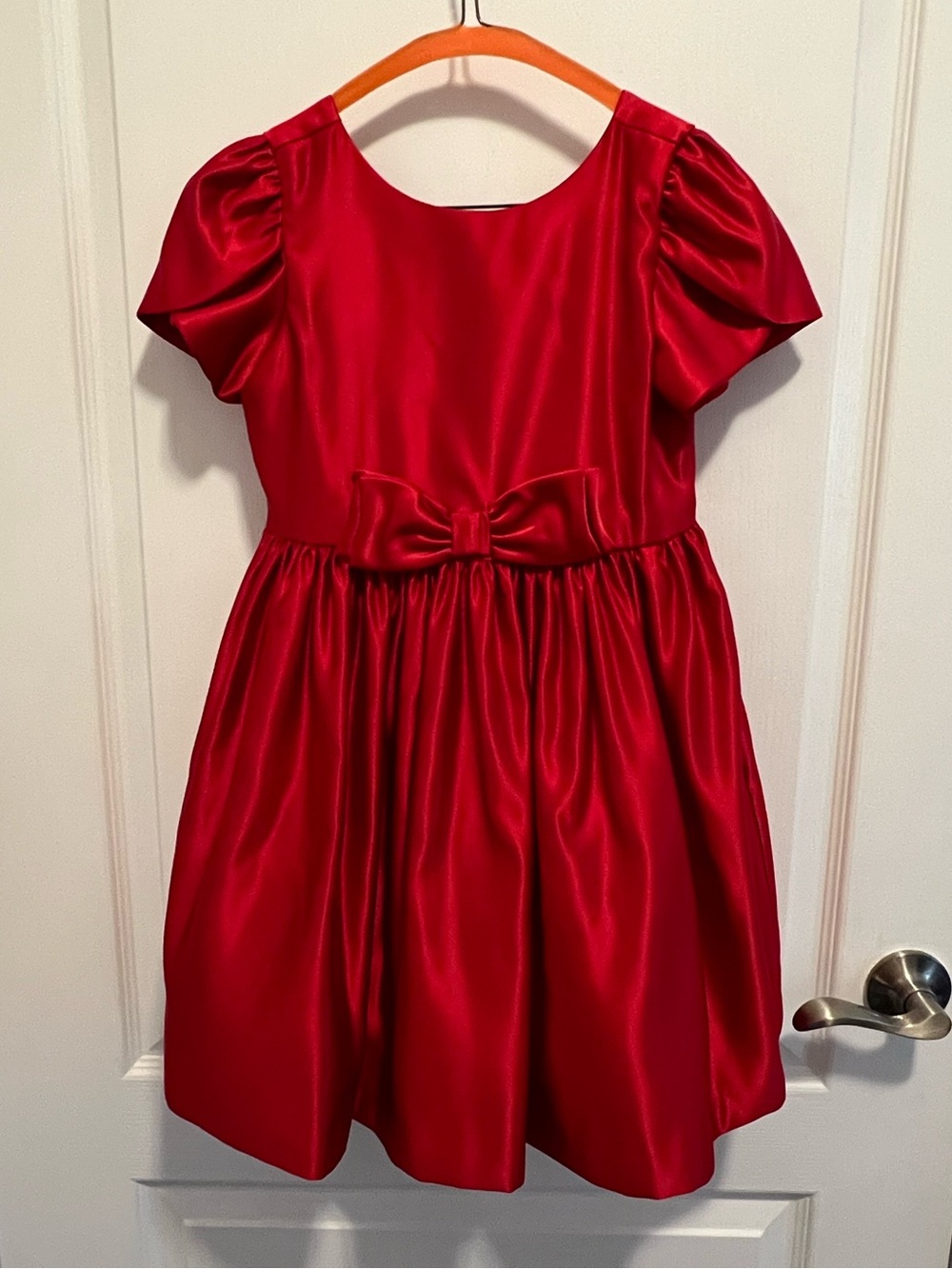 Janie and Jack Scarlet Satin Bow-Front Holiday Dress